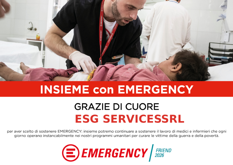 ESG Services - ESG Services conferma il sostegno a EMERGENCY anche nel 2026
